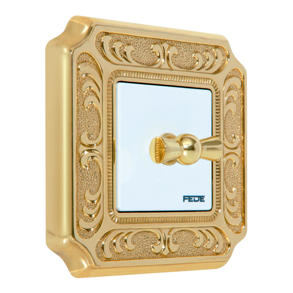 INTERRUPTOR ROTATIVO COLECCIÓN SIENA EN ORO BRILLO