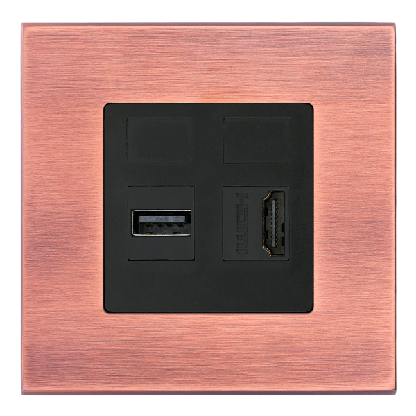 ENCHUFE MULTIMEDIA MARCO COLECCIÓN SoHo BRUSHED COPPER